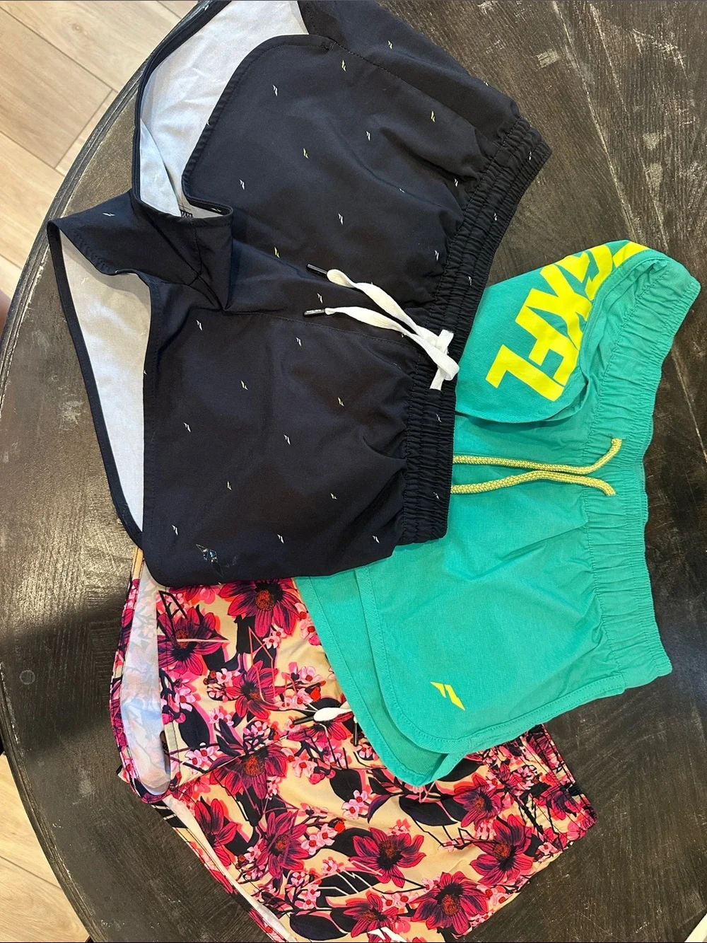 flag nor fail Women's Athletic Shorts - Black, Teal, Pink Floral